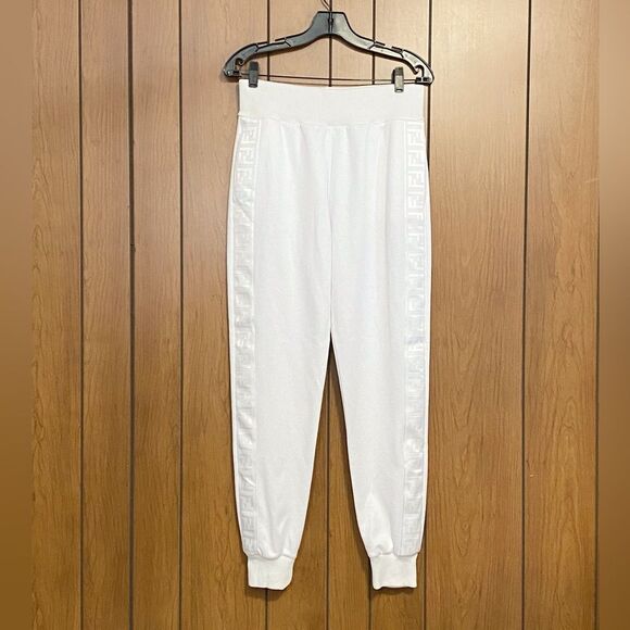Fendi Logo Stripe White Track Pant size 44/us size 8 - Picture 1 of 15